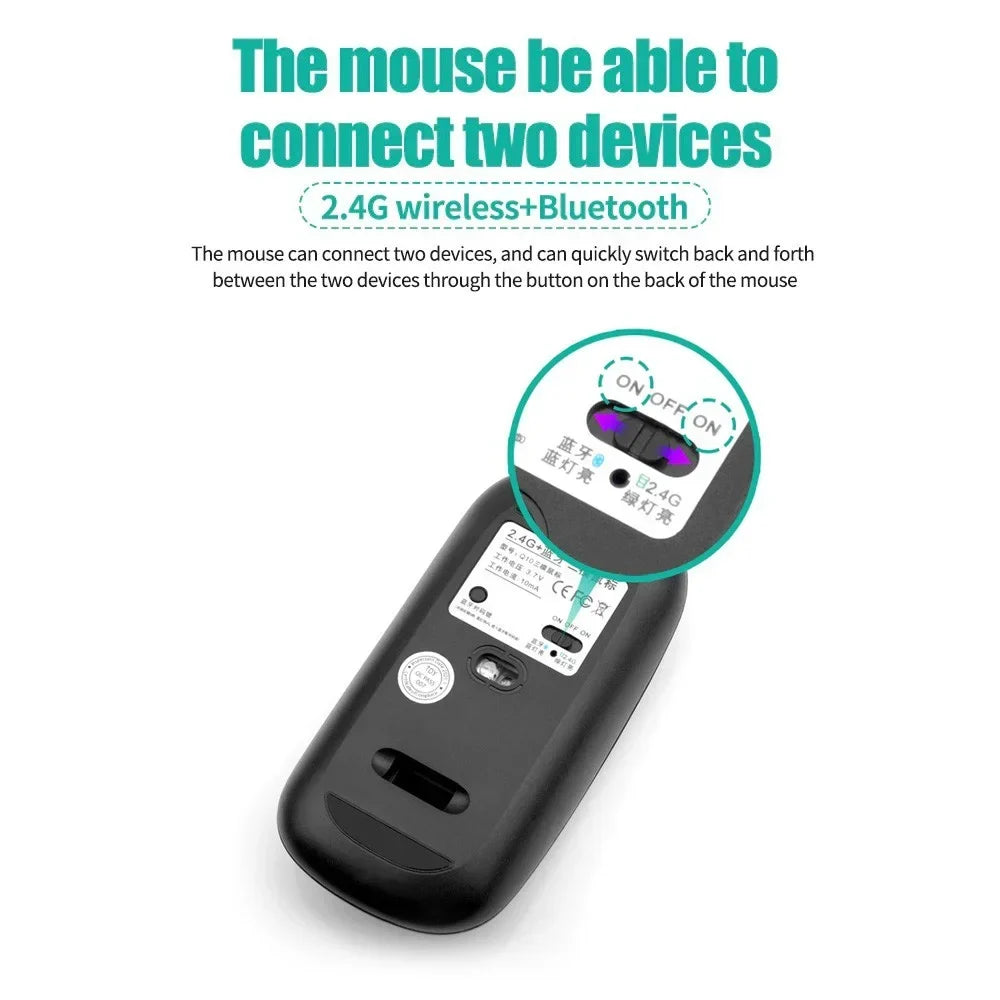 61-Key Bluetooth & 2.4G Wireless Rechargeable Keyboard & Mouse Combo – Tri-Device, Silent, Compact Office & Home Set | FlipStylez LLC®