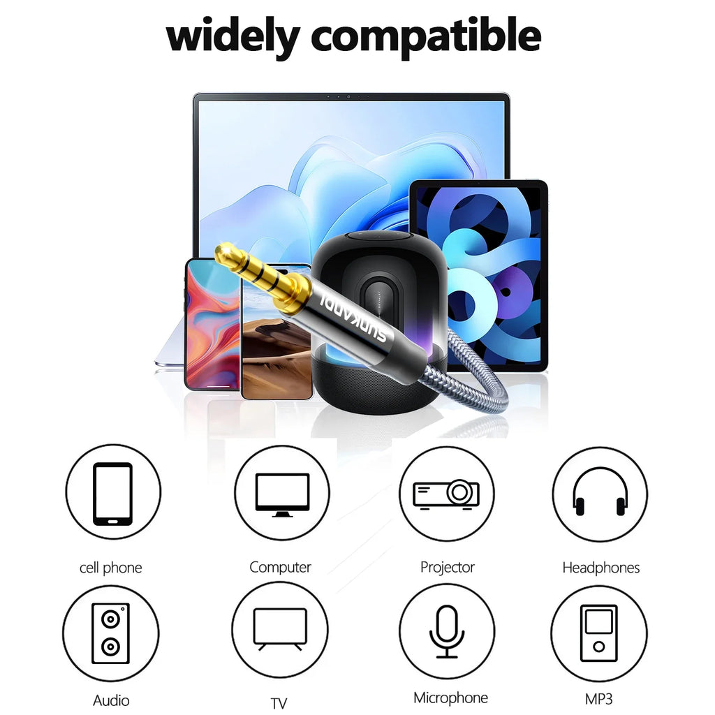SUNKANDI USB C to Aux 3.5mm Car Audio Cable TRRS Male Headphone Cord HiFi DAC,support Mic , TRRS for iPhone 17,Galaxy S26