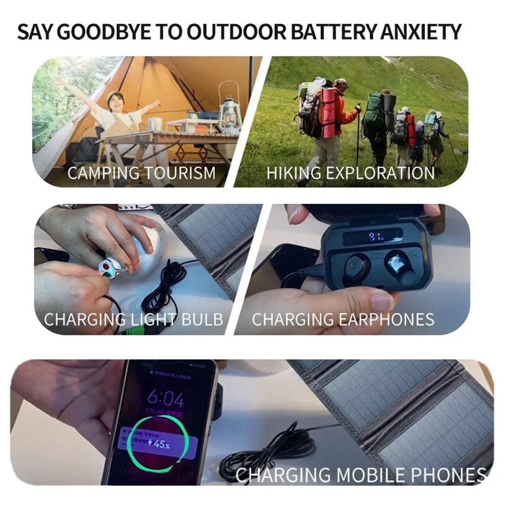 Backpack Pocket Carry Portable Foldable Waterproof Solar Charger 25W 100W Dual USB Solar Power Panel Outdoor Travel Emergency