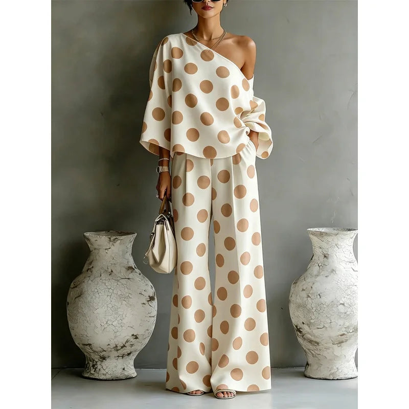 Bohemian Fashion Polka Dot Print Two-Piece Set Woman's Foreign Style