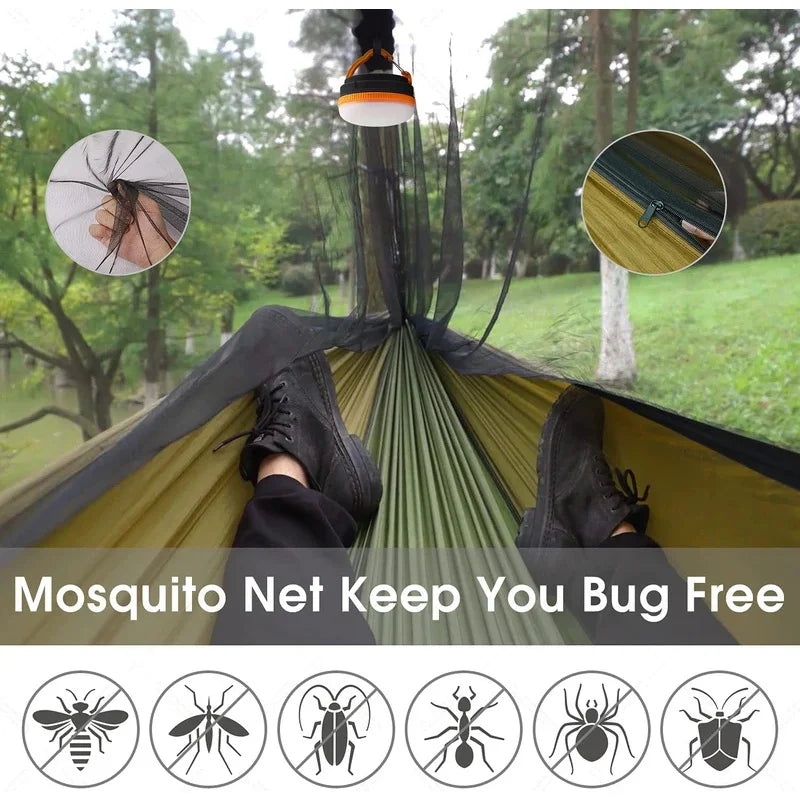 Anti Outdoor Camping Hammock with Mosquito Net and Rain Tent Equipment