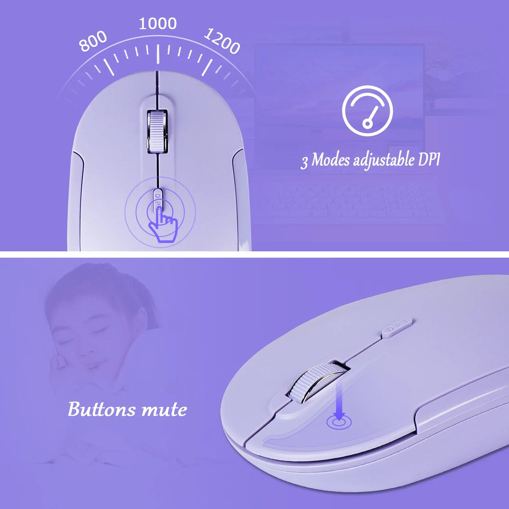 CHYI™ Fashion Wireless Keyboard & Mouse Combo – Silent, Ergonomic, 2.4GHz, Pink, Purple & More | FlipStylez LLC®