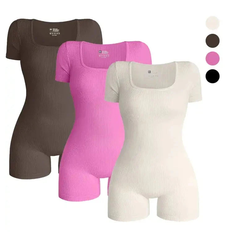 Square Neck One-Piece Ribbed Bodysuit