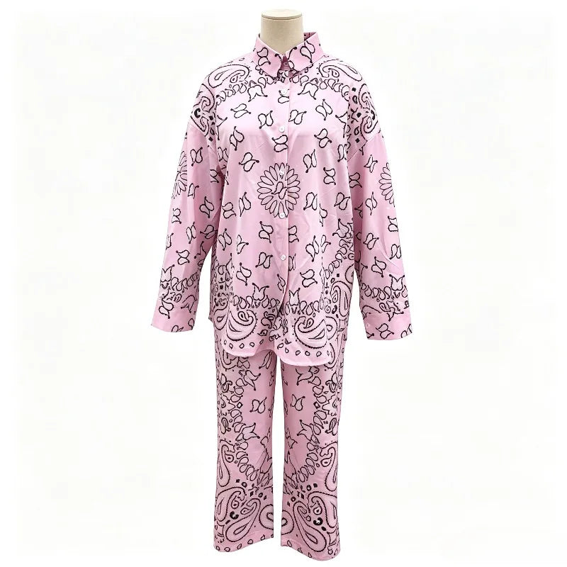 Bohemia Colorful Printing T-Shirt Pant Women 2 Piece Set Loose