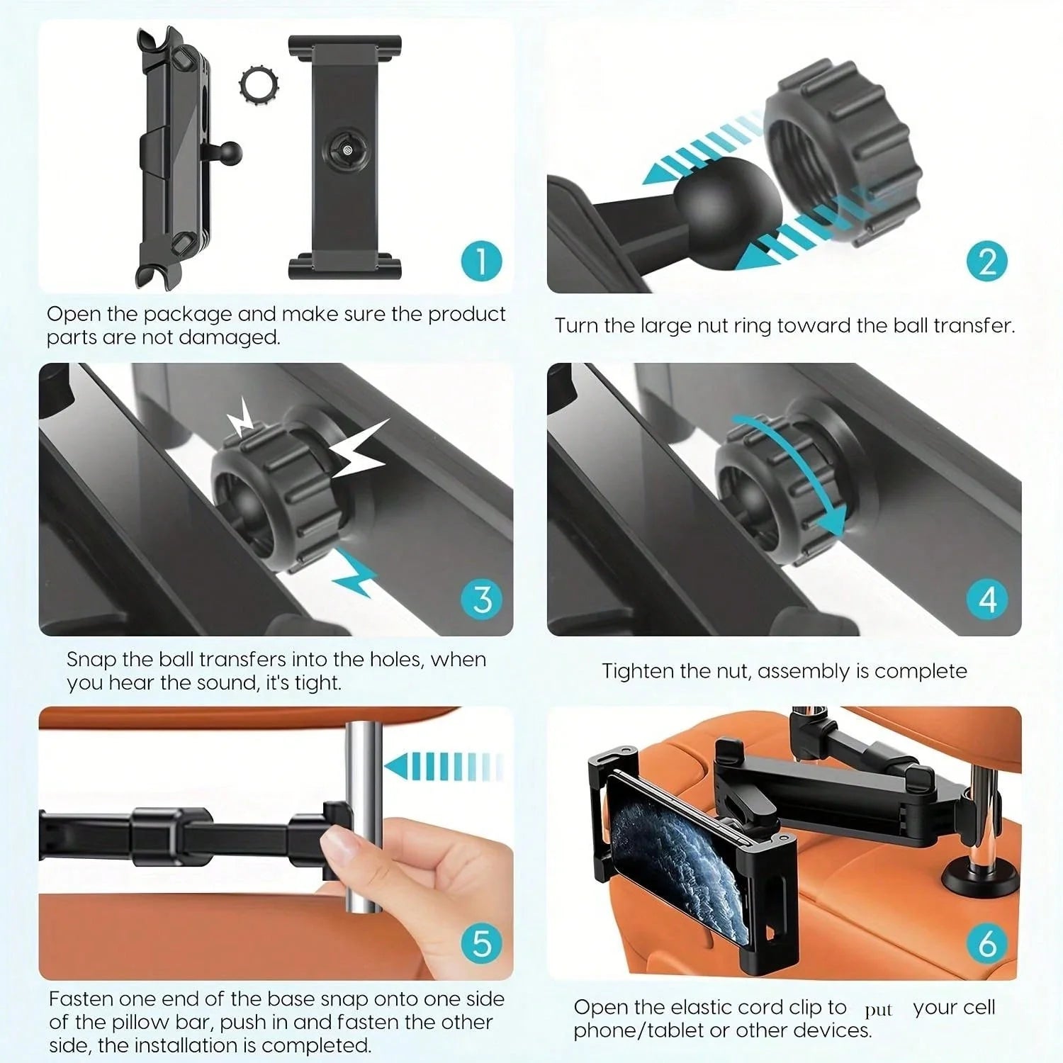 Car Tablet Holder, Headrest Tablet Mount Headrest Stand Cradle