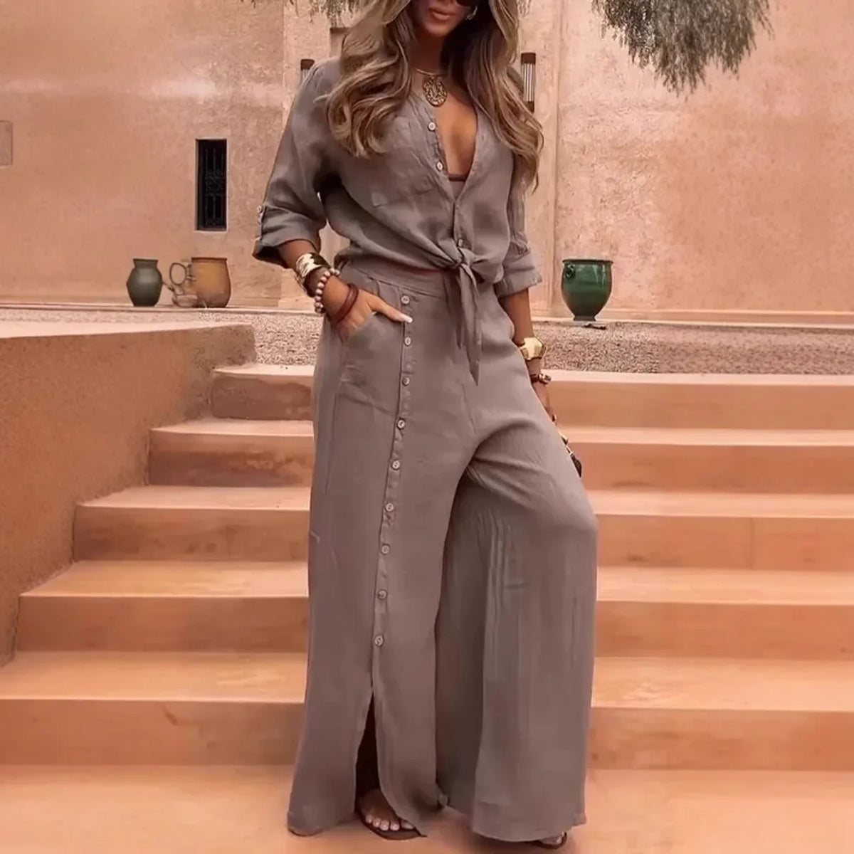 New Fashion Casual Irregular Two-Piece Sets Loose Short-Sleeved