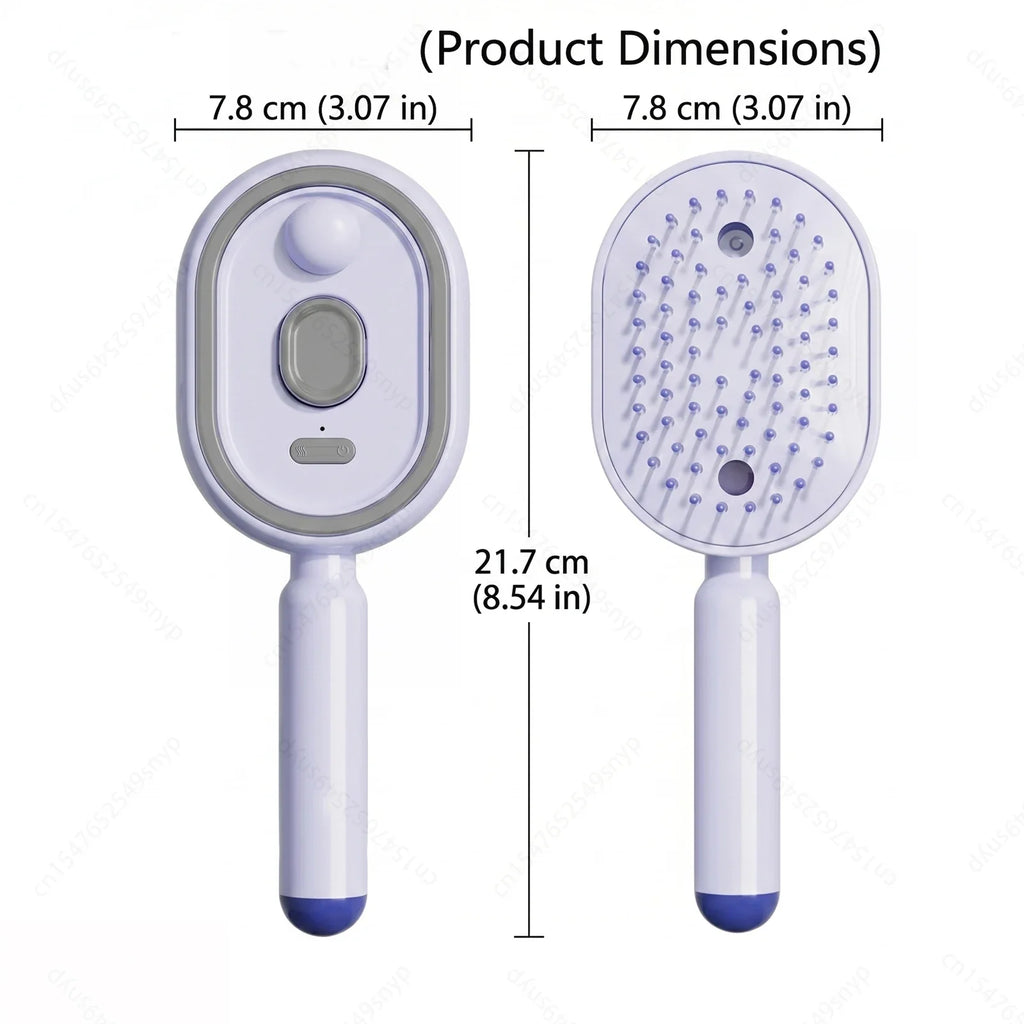 Electric Spray Hair Brush 2-In-1 Misting Hair Brush with Water Spray Reduce Frizz Anti-Static Retractable Steam Massage Comb