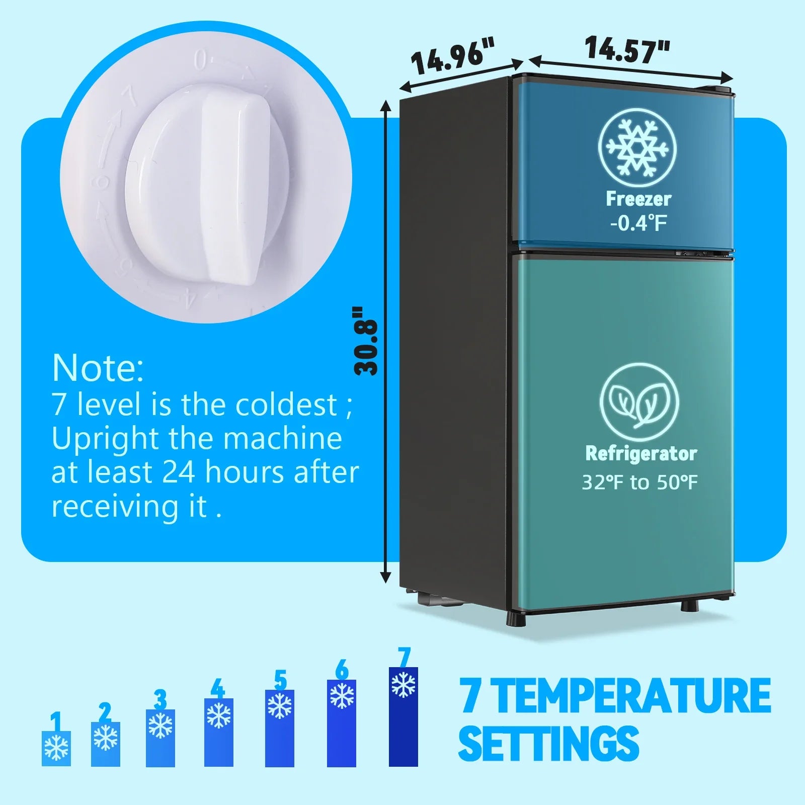Refrigerator with Top Freezer 2.4Cu.ft Two Door Small Mini Fridge for Person Use with Egg tray, Grey