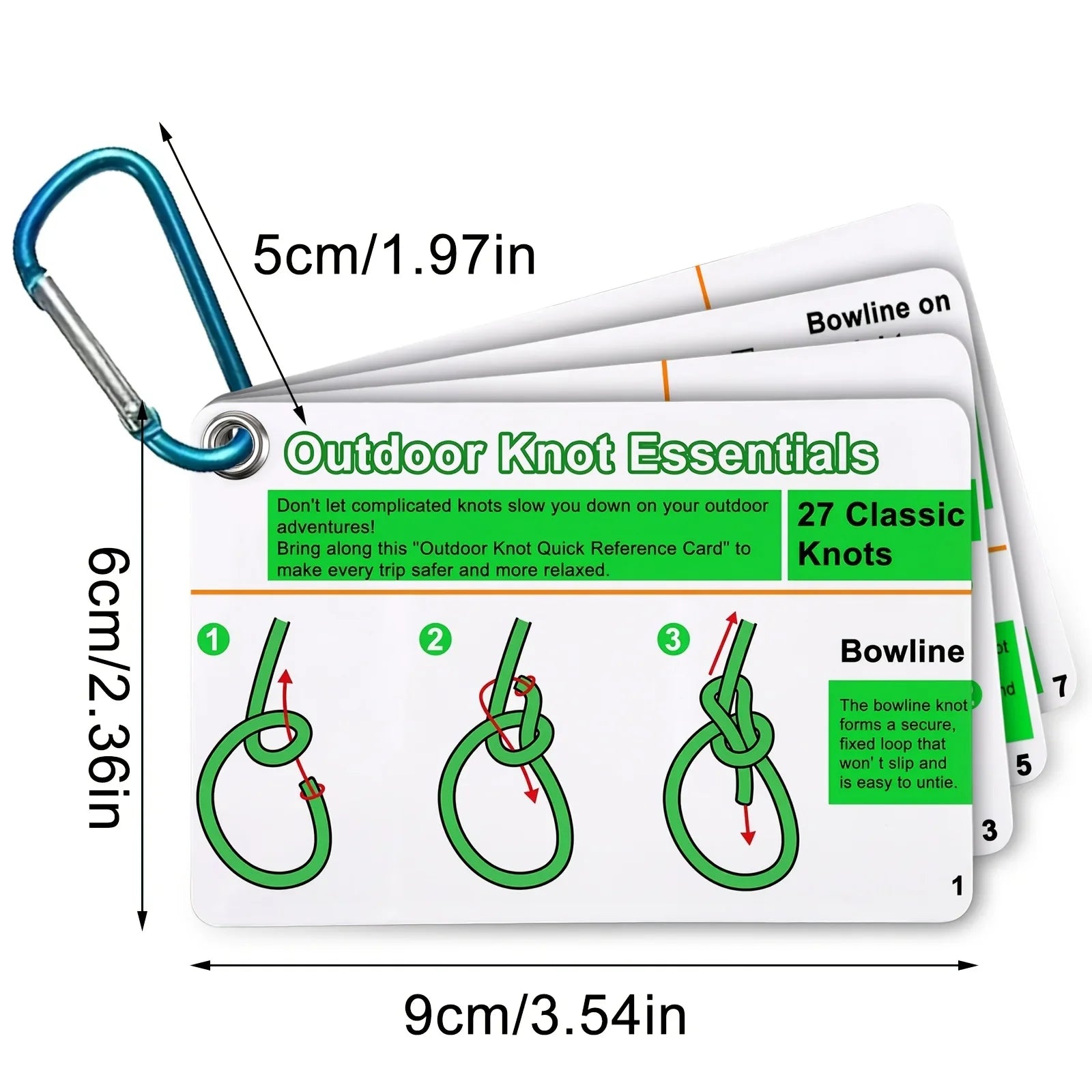 27 Knots Camping Hiking Guide Cards Set, Durable PVC Portable