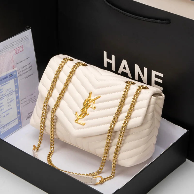 Bag 2026 New Leather Rhombus Chain Bag Classic Versatile Fashion Crossbody One Shoulder Handbag Tide