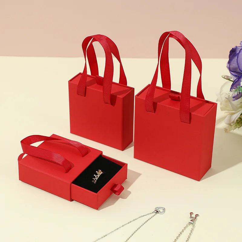 Handheld Drawer Jewelry Box Portable Ring Earrings Necklace Gifts Packageing Box Wedding Valentine's Day Jewelry Case for Women