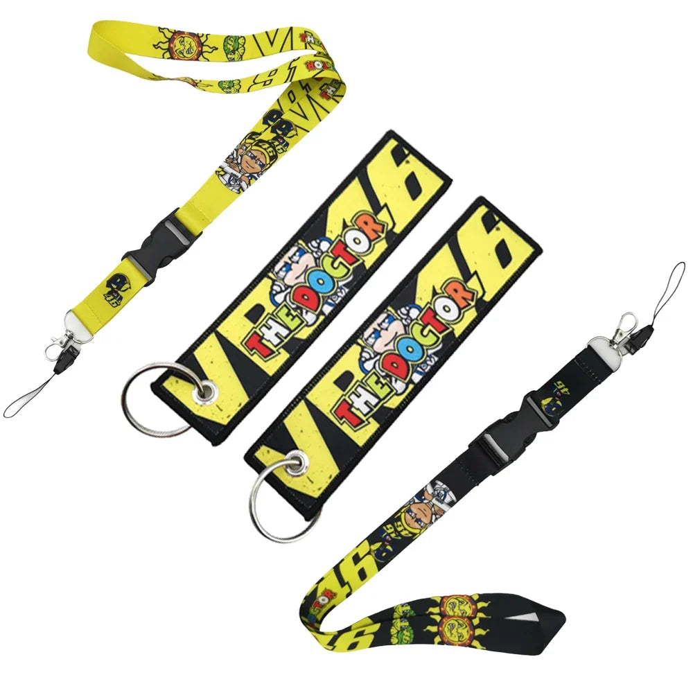 Car Motorcycle JDM Cultural Keychain Buckle Lanyard Employee's Card ID Mobile Phone Keyring Hanging Neck Lanyard Quick Release