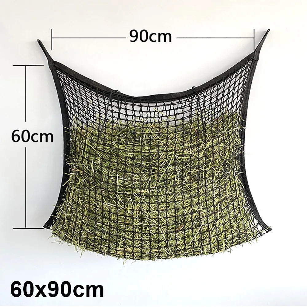 1Pc Durable Slow Feed Hay Net Large Capacity Hanging Horse Hay Bag 80x90cm Hay Feeder Bag for Horses Goat Sheep
