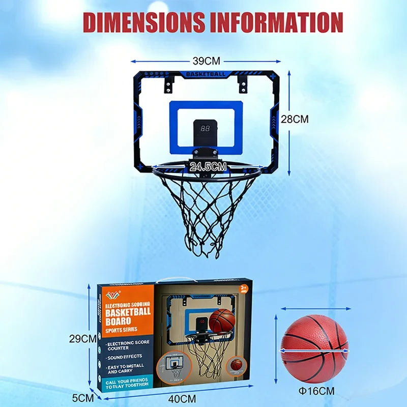 Basketball Hoop Wall Mounted, Over Door Indoor Outdoor Hoop Set with
