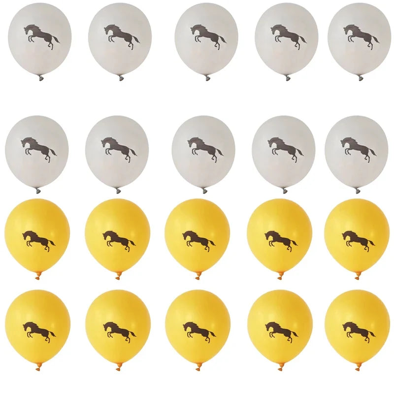 10pcs Horse Balloons Set Party Decor Confetti Sequin Balloons Foil Latex Party Balloons Kid Aldult Cowboy Cowgirl Birthday Party