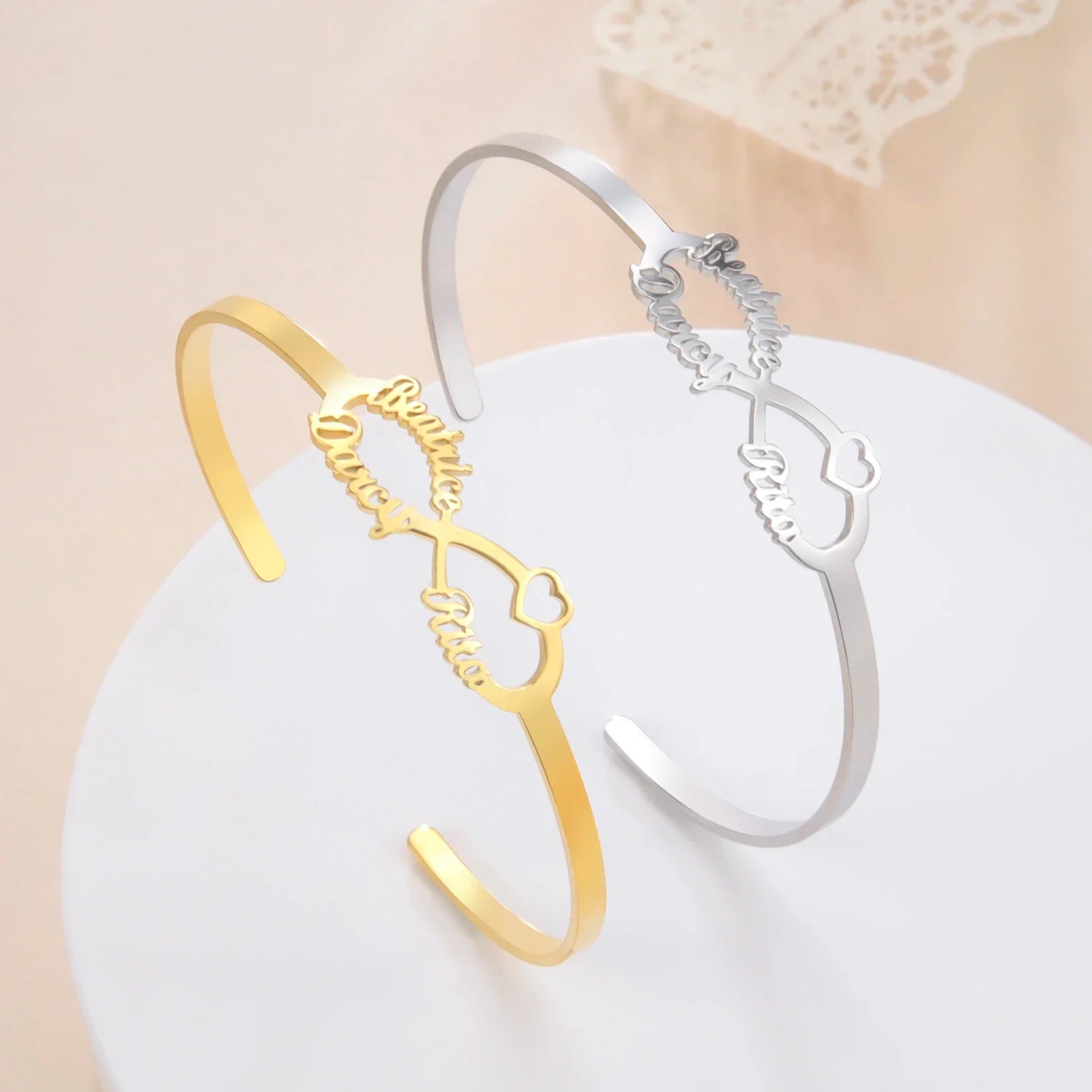 Personalized Name Bracelet for Women Men Custom Jewelry Stainless Steel Customized Bangle Gold Color Arabic Name Birthday Gifts