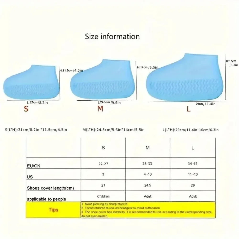 Shoe Waterproof Cover 1 Pair of Outdoor Rubber Rain Boot Covers Silicone Waterproof Shoe Covers Rainy Day Shoe Covers Shoes Gear
