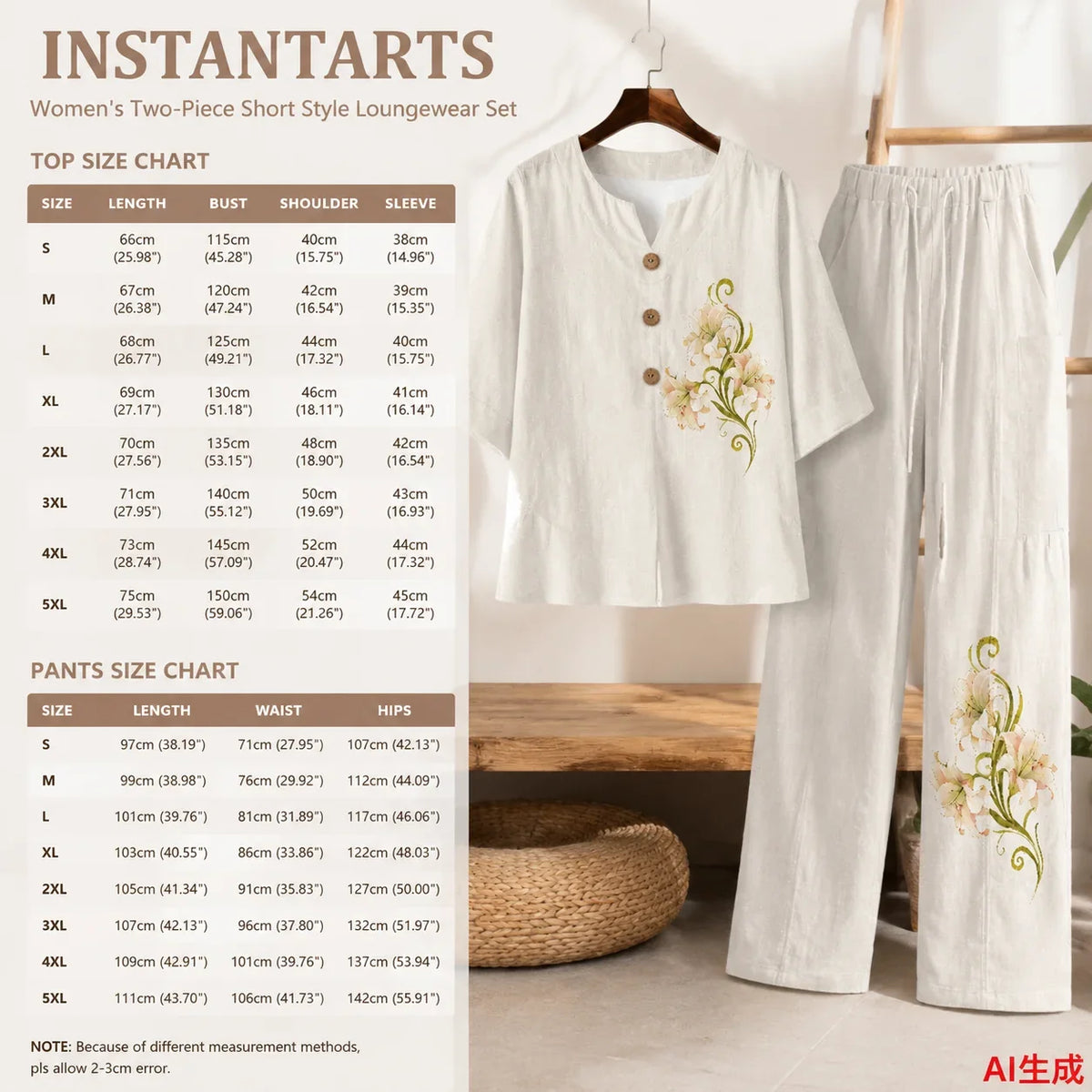 INSTANTARTS Clothing Female 2 Piece Sets for Women Summer Spring Outfits Lounge Sets V-Neck 3/4 Sleeve Set Fashion Matching