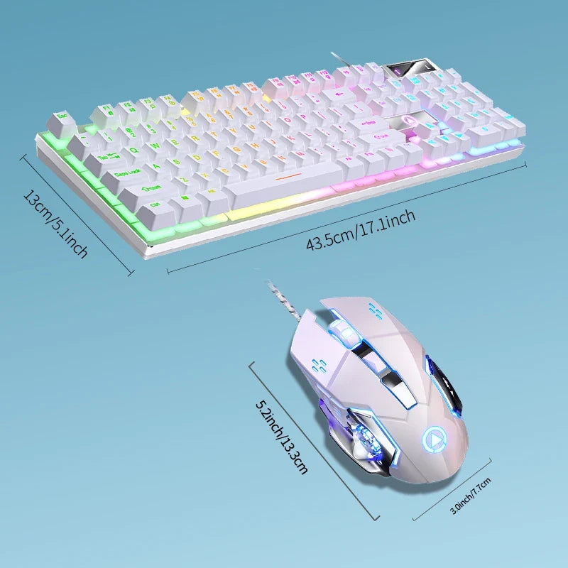 YINDIAO™ Wired Backlit Keyboard & Mouse Combo – Mechanical Feel, USB Ergonomic Gaming & Office Set | FlipStylez LLC®