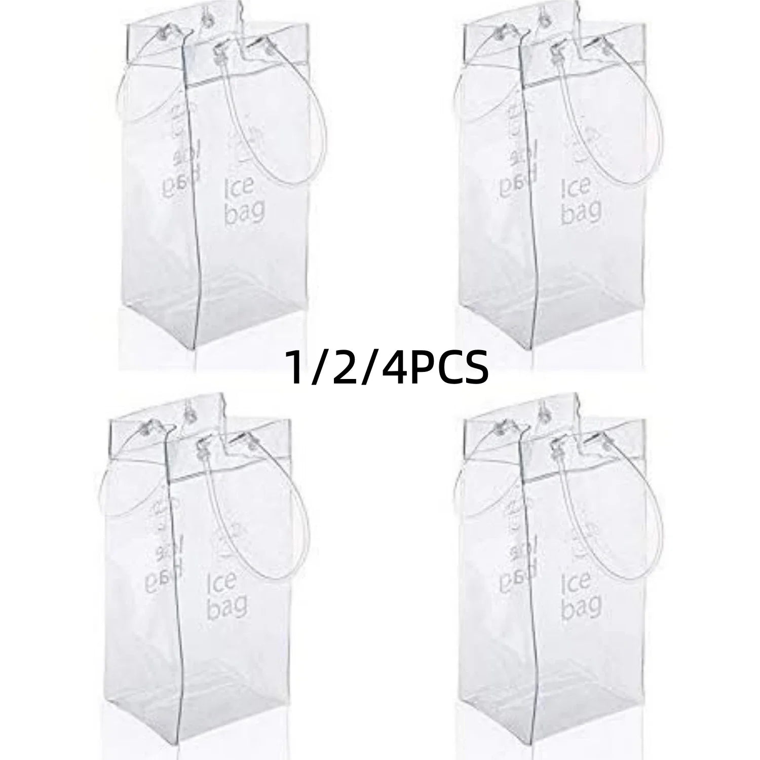 1/2/4PCS ICE Bags PVC Transparent Cooler Clear Pouch Ice Bucket Wine Champagne Bottle Chiller With Carry Handle Drink Bottle