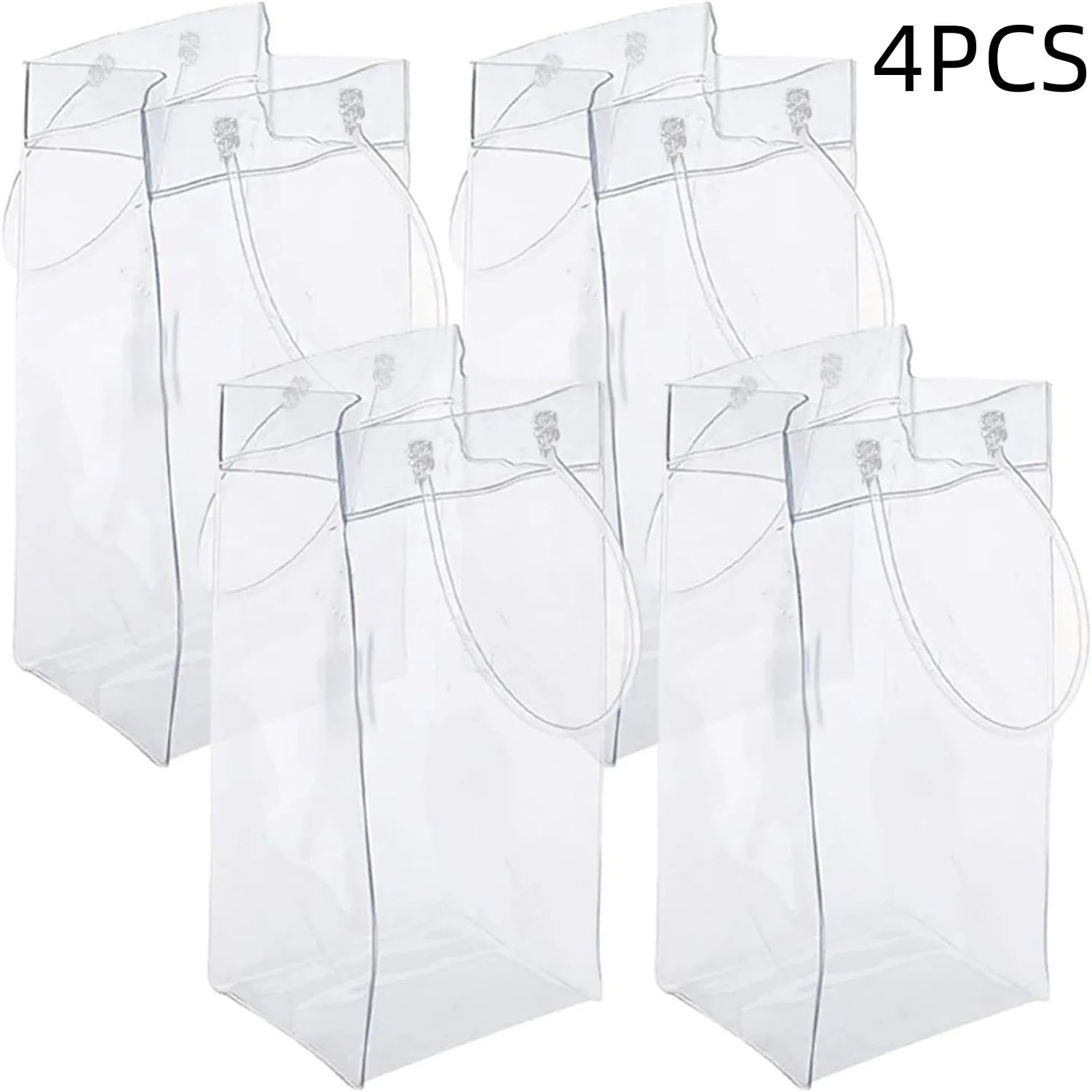 4PCS Transportable Foldable Champagne Ice Bag Beer Cooler Clear White PVC Wine Chiller Ice Bag for Cold Drink at Outdoor Event