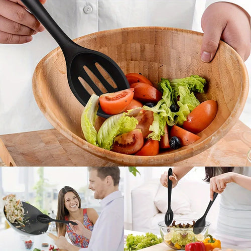 1/3-Piece Silicone Cooking Spoon Set - Heat-Resistant, Large Slotted