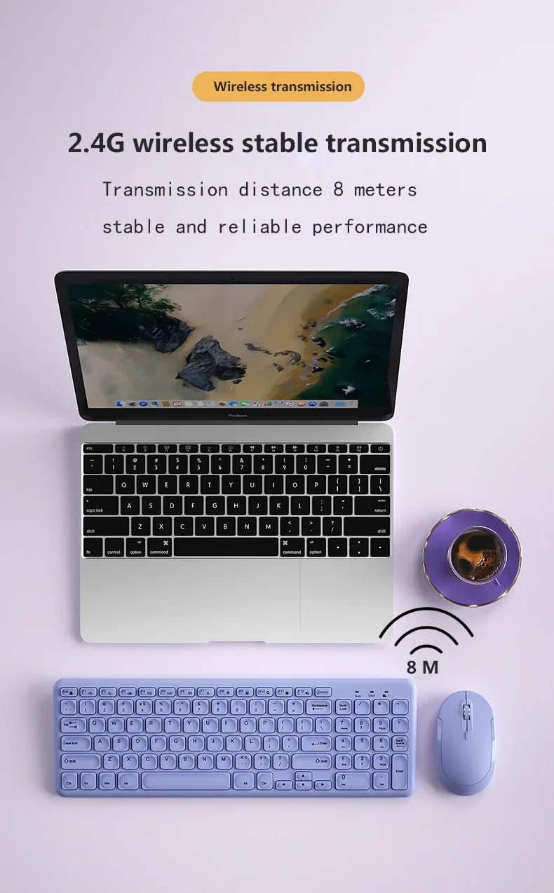 CHYI™ Fashion Wireless Keyboard & Mouse Combo – Silent, Ergonomic, 2.4GHz, Pink, Purple & More | FlipStylez LLC®