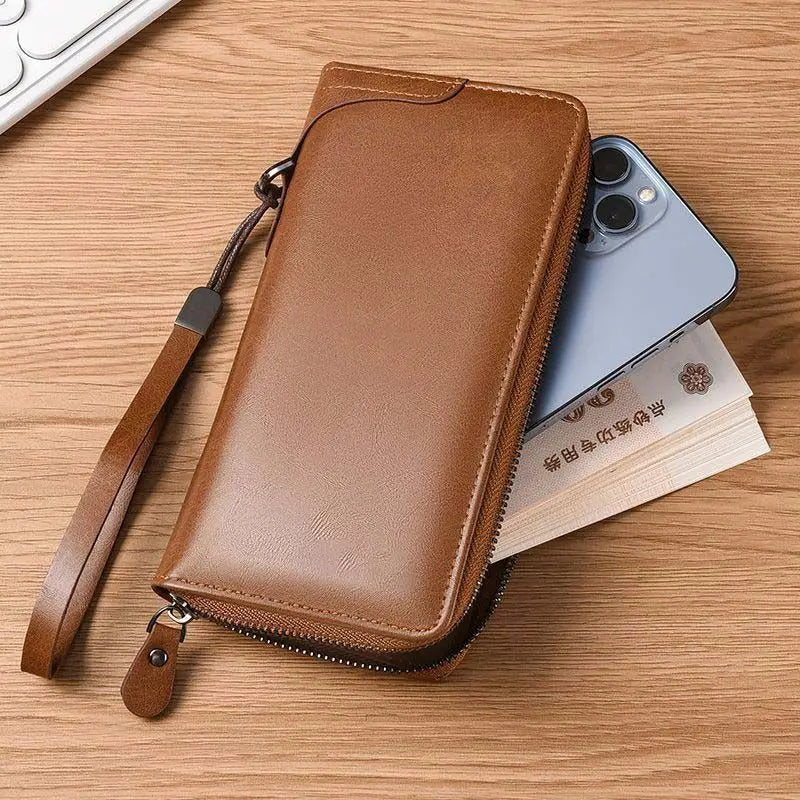 WERLLANDS Unisex Soft PU Rhombus Embossed Zipper Wallet Light Carry Daily Money Bag
