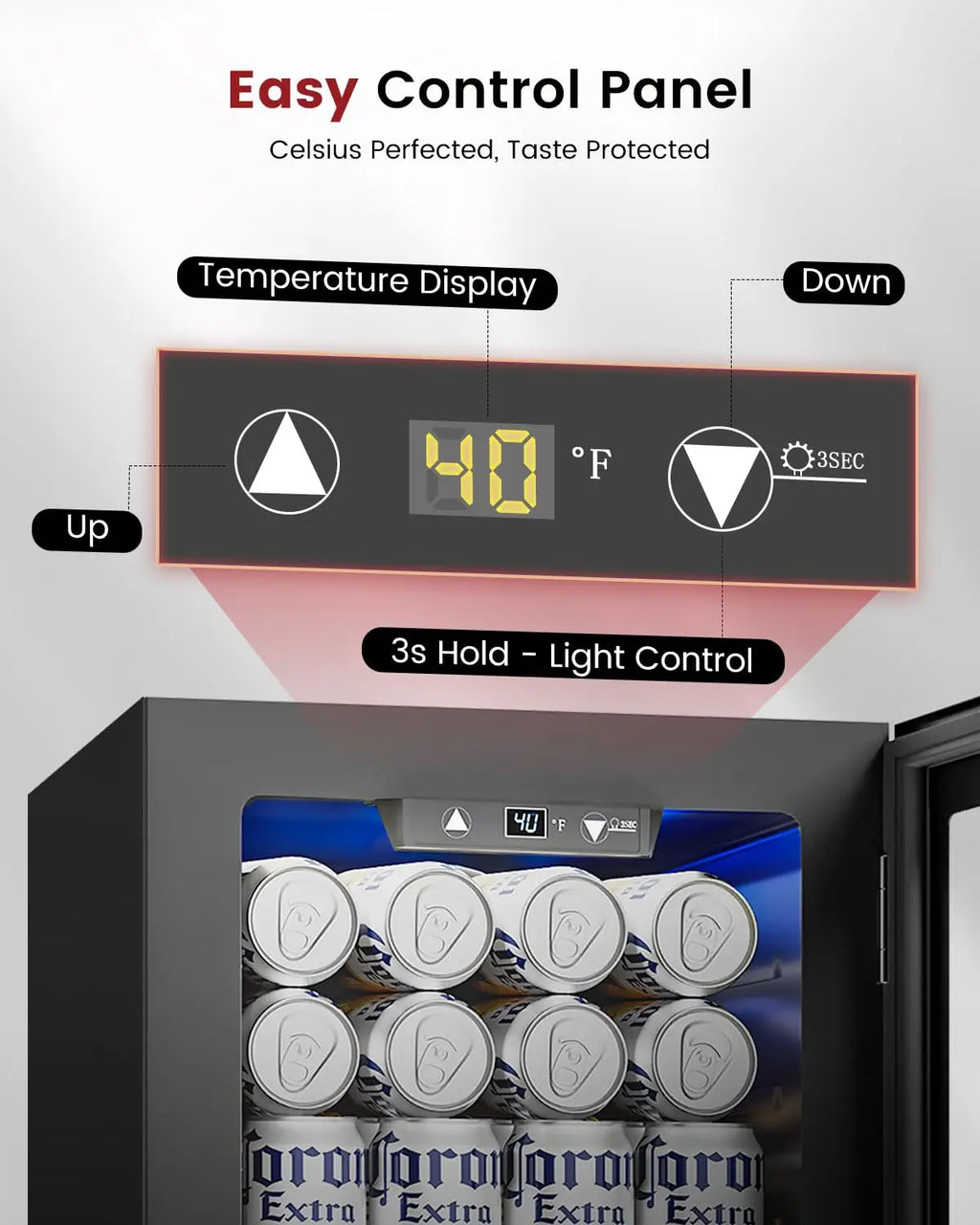 24 Cans Beverage Refrigerator Cooler - Mini Fridge with Digital Temperature Control, Soda Wine Beer Drink Fridge -, Custom