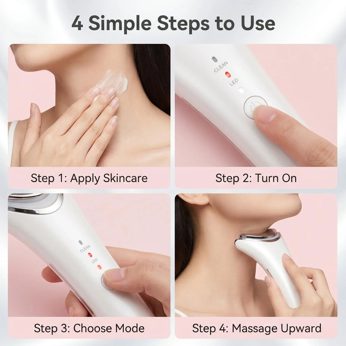 7 Colors LED Light Face Neck Beauty Device with Vibration Massage for
