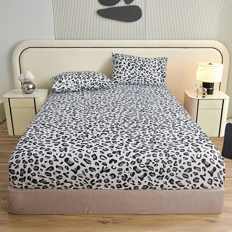 3pcs/set or 1pcs Leopard Print Fitted Sheet, Animal Pattern Bedding