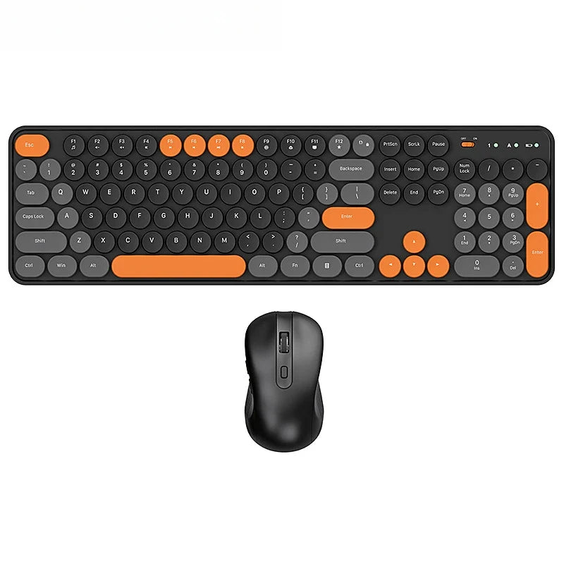 AEVYVKV™ Cute Retro Pink Wireless Keyboard & Mouse Set – Silent, 114 Keys, 2.4GHz, Waterproof, Aesthetic Desk | FlipStylez LLC®