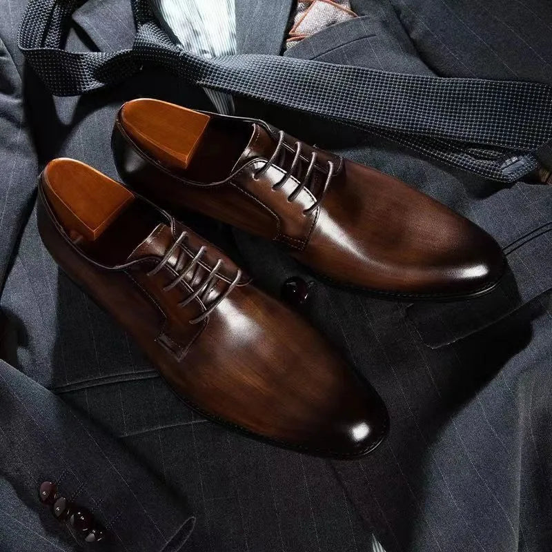 Business Casual Shoes Trend Patent Leather Men Wedding Shoes Gold Blue