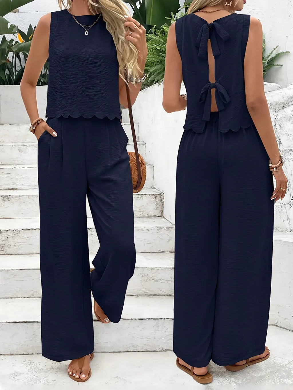 Summer New Women's Fashion Sleeveless Tank Top Casual Pants Set