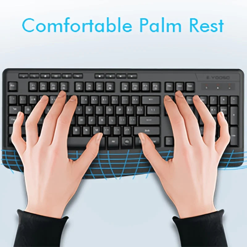 E-YOOSO™ 2.4GHz Wireless Ergonomic Keyboard & Mouse Set – Wrist Rest, Optical Mouse, Home Office Combo | FlipStylez LLC®
