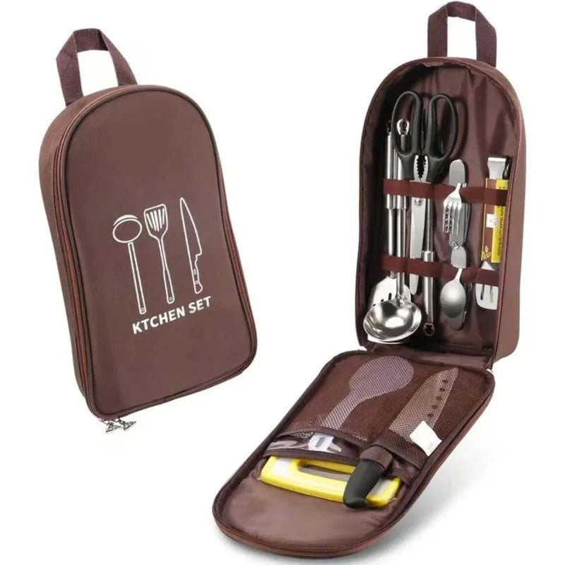 Camping Travel Cooking Utensils Organizer Travel Bag Portable Pouch