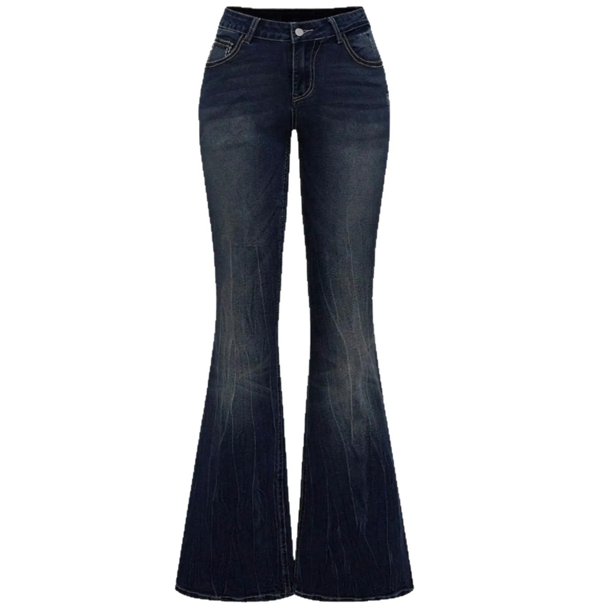 Jeans Flare Pants Women Vintage Boot Cut Embroidery Pockets Rhinestone Washed Female Distressed Denims Trousers Streetwear
