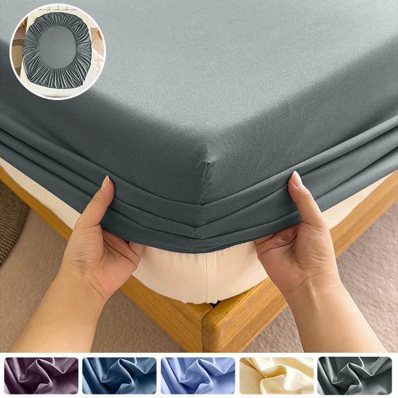 90/120/150/180x200 Fitted Bed Sheet with Elastic Band Solid Color