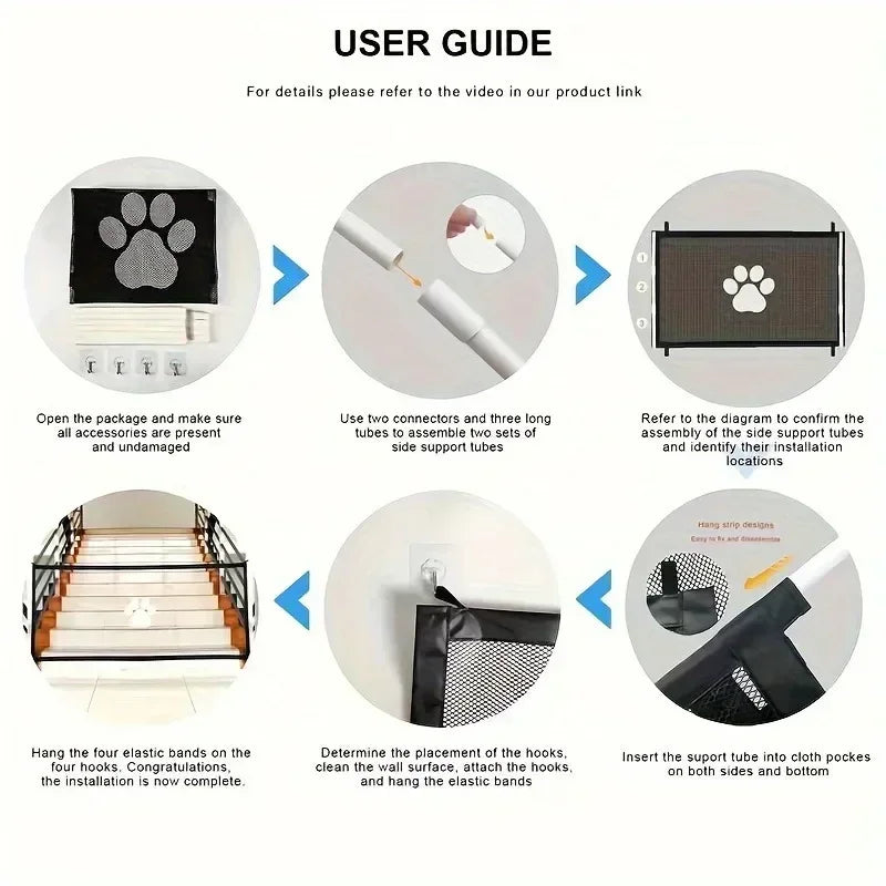 Pet Dog Barrier Fences Portable Folding Breathable Mesh Pet Safety Gate Isolated Networks Doorways Staircases Dog Fences