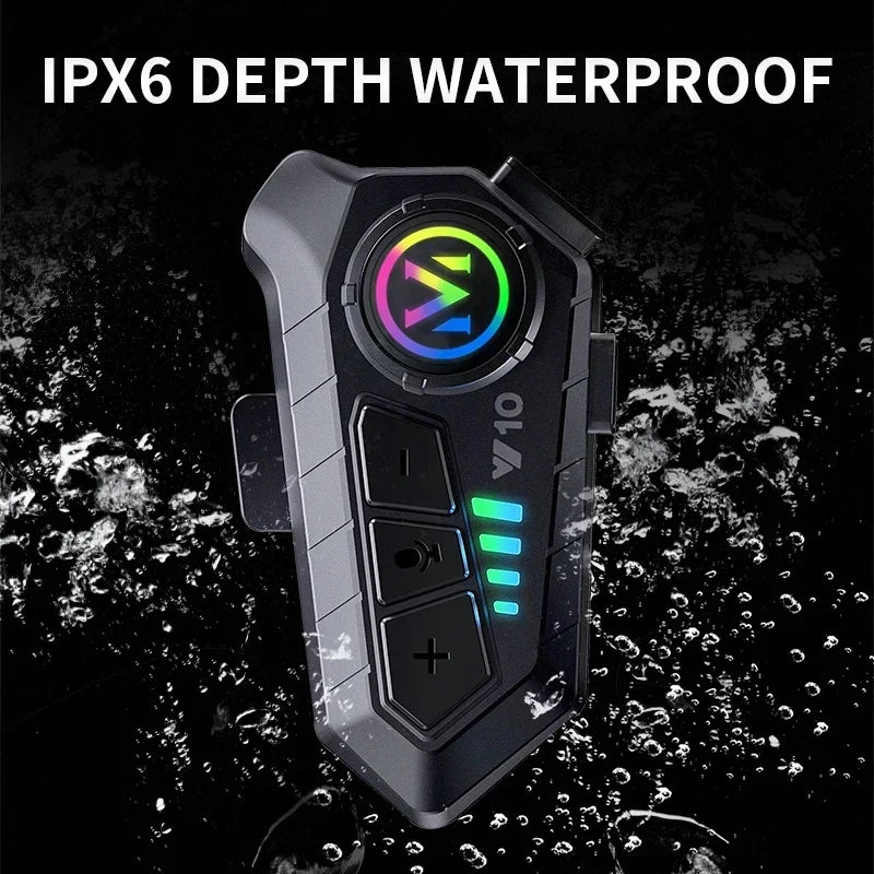 Y10 Motorcycle Bluetooth 5.3 Helmet Headset 🏍️ | Colorful LED Lights | IPX6 Waterproof | 30Hr Hands-Free | FlipStylez LLC®