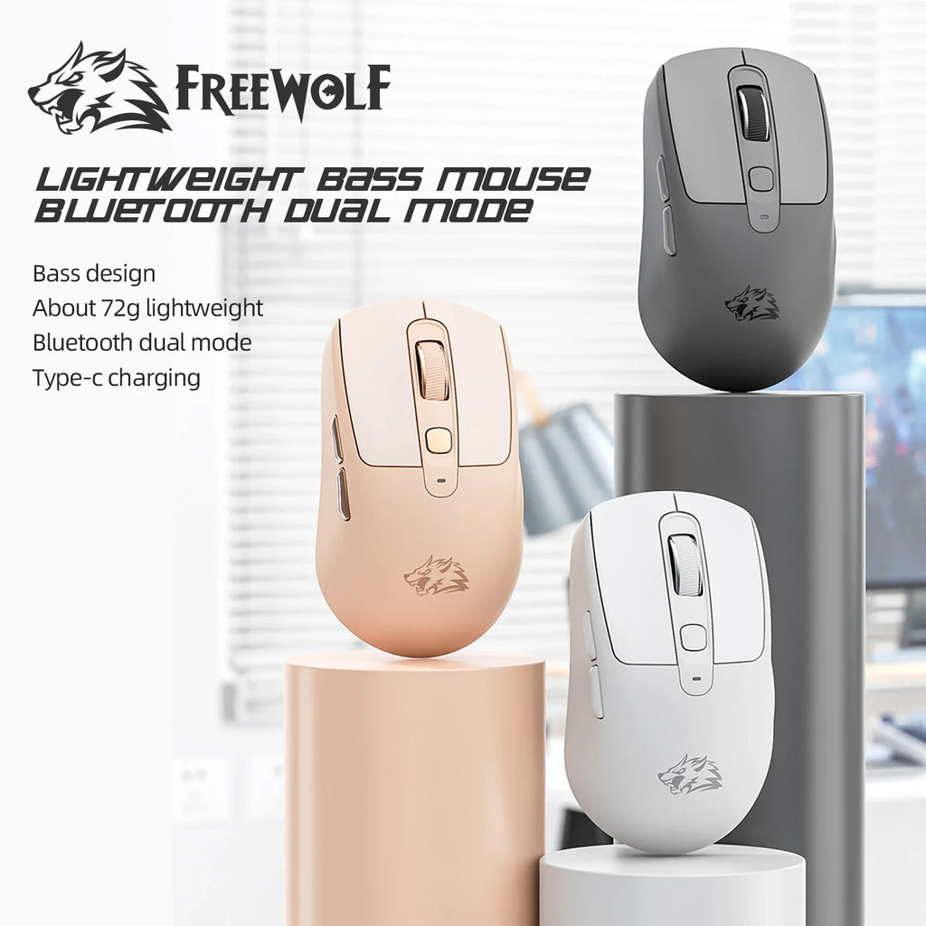 FREEWOLF M68™ Wireless Mini Keyboard & A3 Silent Mouse Set – Tri-Mode Wired/BT/2.4G, 68 Keys, PBT Keycaps, Rainbow Backlit, 2000mAh, 4000 DPI, Type-C, Cheese, Blueberry & Glimmer | FlipStylez LLC®