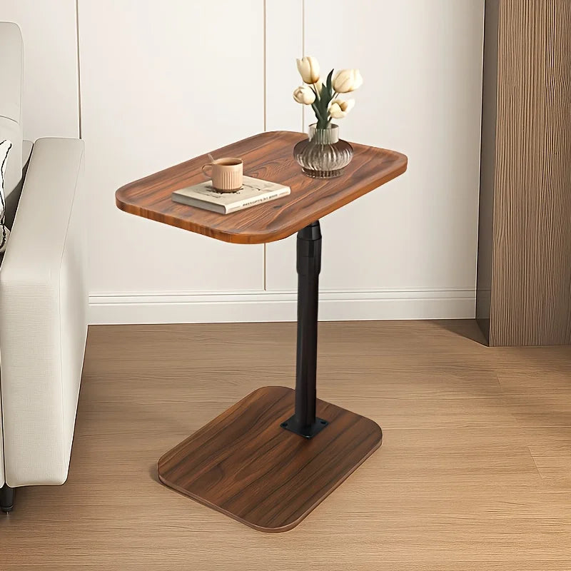 Adjustable Height Side Table, Wood Grain Sofa Couch End Table with