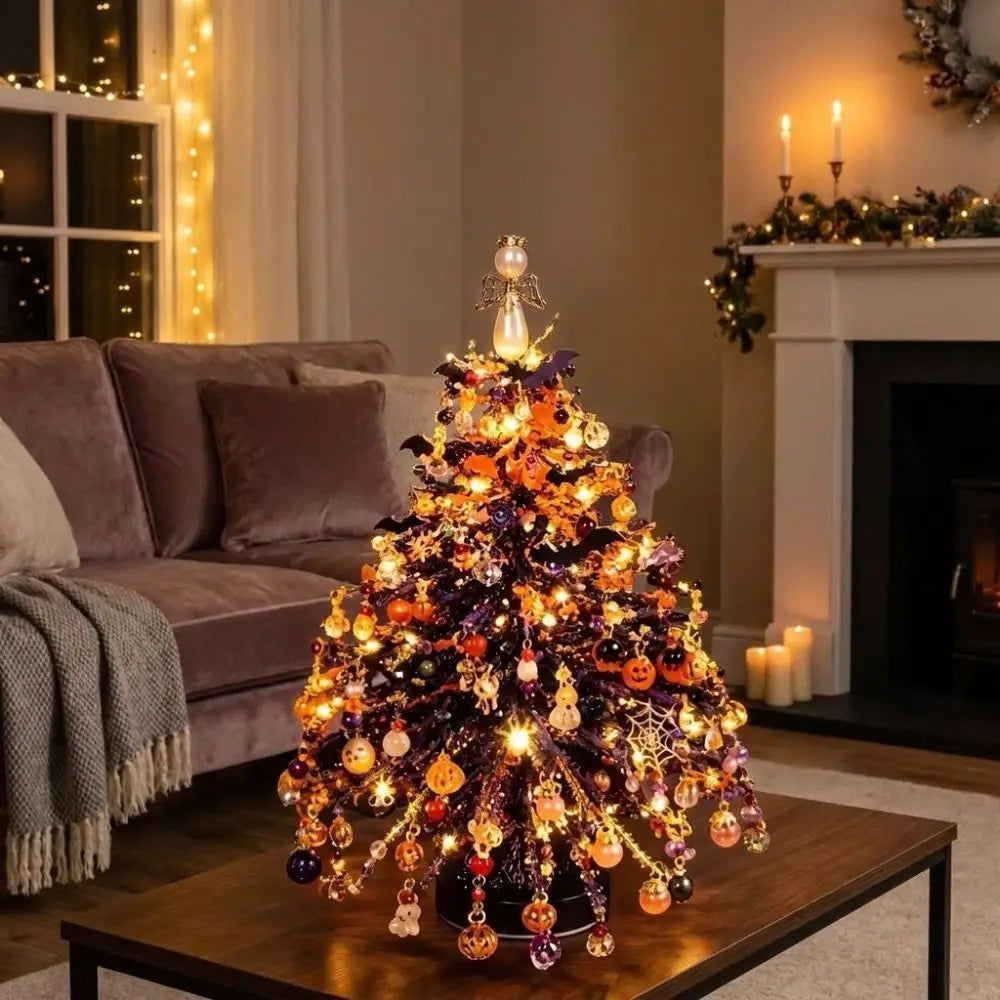Handmade DIY Beaded Christmas Tree Kit with Light Up Crystal Bead Mini Bead Weaving Set Sparkling Educational