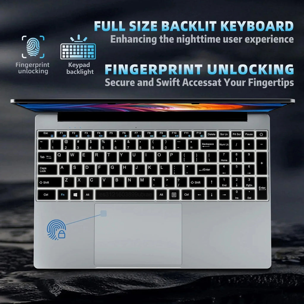 Ultra slim 15.6" Laptop Intel Core i9 10980HK  32GB 2TB Windows11 Office Fingerprint Unlock Gaming Portable Notebook Computer PC