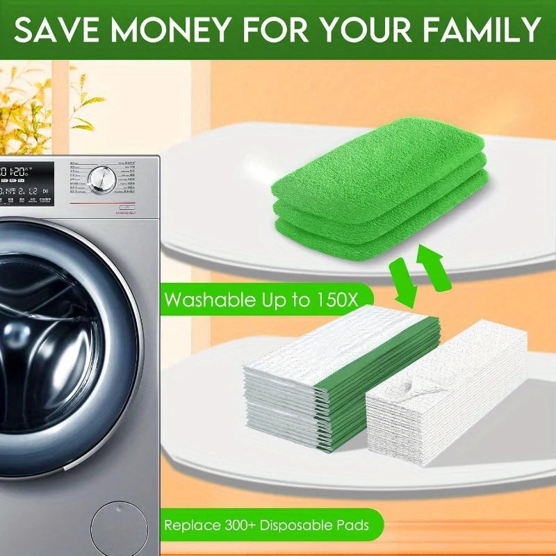 4 Reusable Mop Pads with High Water Absorption and Ultra-Fine Fiber