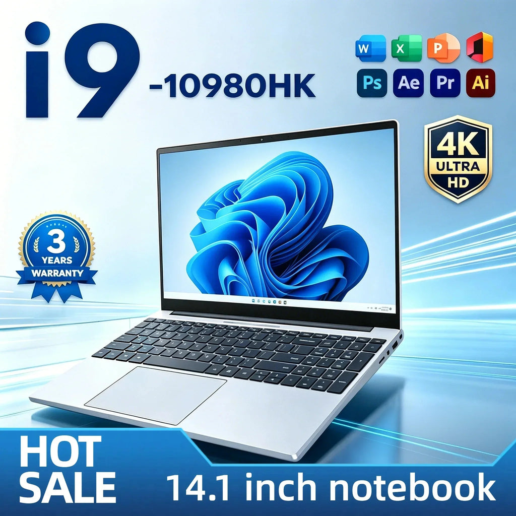 Intel Core i9 10980HK 14.1 Inch Pro Laptop 8C 16T 2.4 5.3GHz 16MB 45W 32GB  2TB M.2 SSD Gaming Notebook Office Pro Max HD