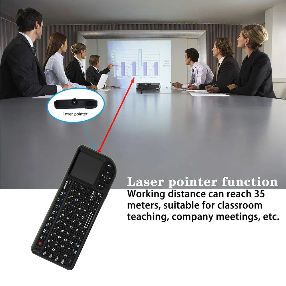 Kebidumei A8™ 3-in-1 Mini 2.4G Wireless Keyboard with Touchpad & Mouse – Backlit, Rechargeable, English & Russian | FlipStylez LLC®