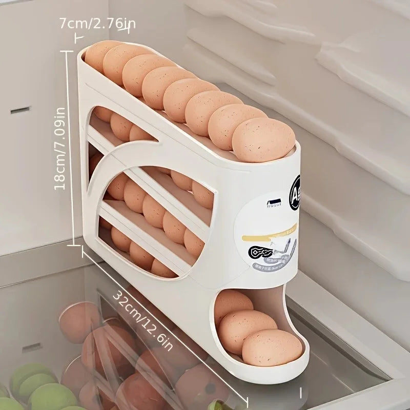 3-Tier Rolling Egg Storage Container for Refrigerator Holds 24 Eggs
