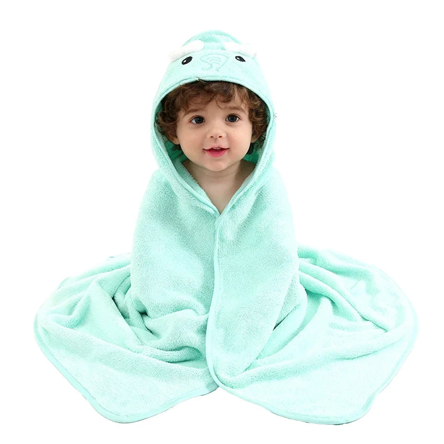 A Soft, Absorbent Baby Bath Towel with Cartoon Design, Thin Summer