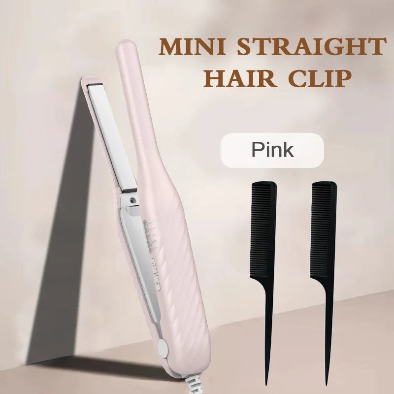 2-In-1 Mini Hair Straightener Curler, 5 Heat Level Control, Ceramic